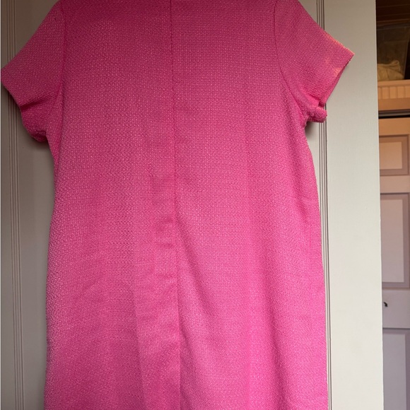 Chic Pink Womans Dress with Button Accents - Picture 2 of 4